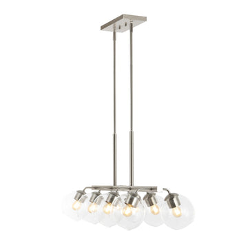 Julian 33.5" Farmhouse Bohemian Iron/Glass Linear LED Pendant - JONATHAN Y